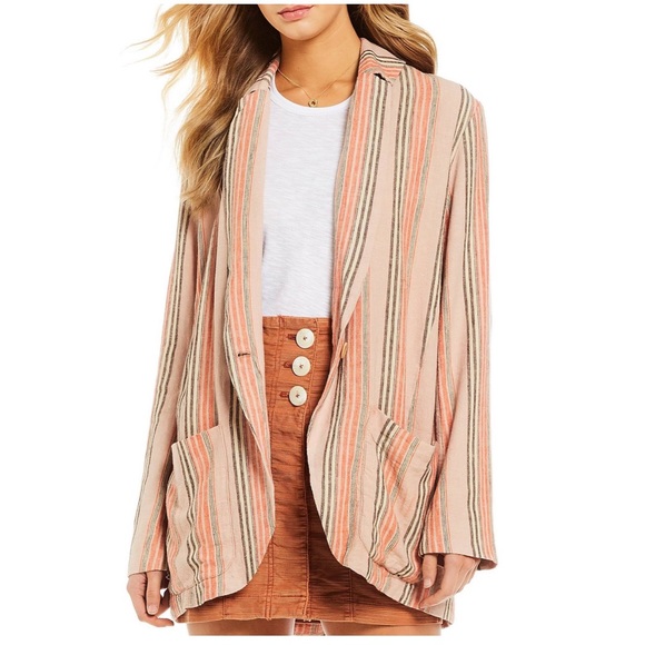 Women's Free People Simply Stripe Blazer - Picture 2 of 8